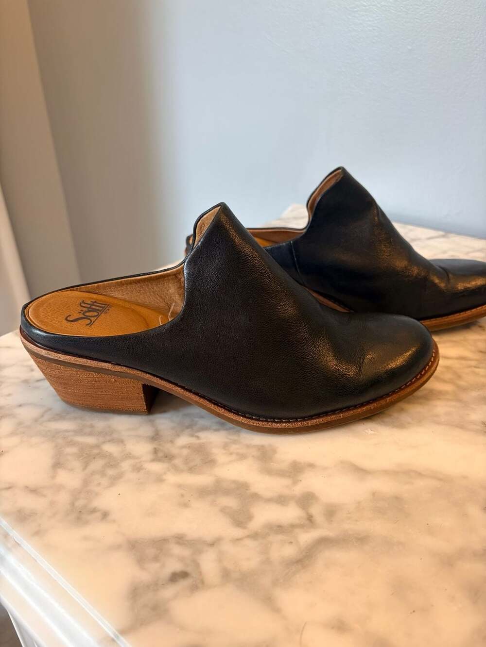 Sofft Ameera Black Leather Western Mules W8